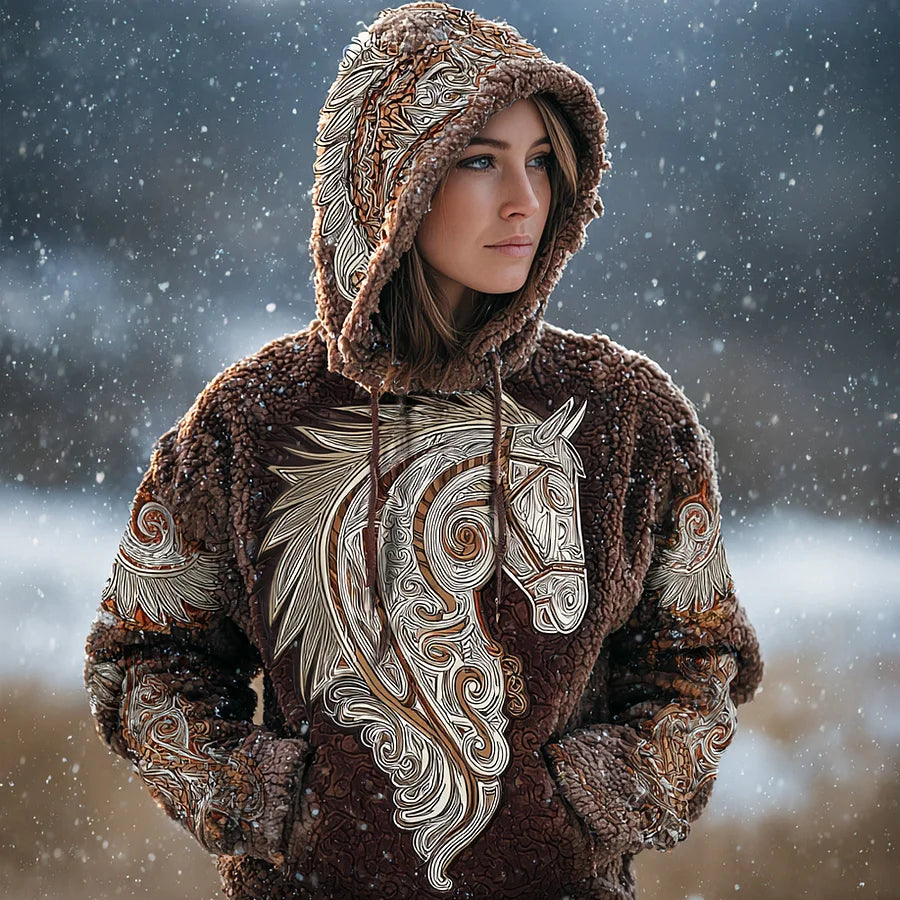 Cardydony Celtic Knot & Horse Totem Design Women's Hooded Sweatshirt