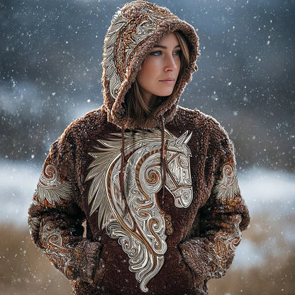 Cardydony Celtic Knot & Horse Totem Design Women's Hooded Sweatshirt