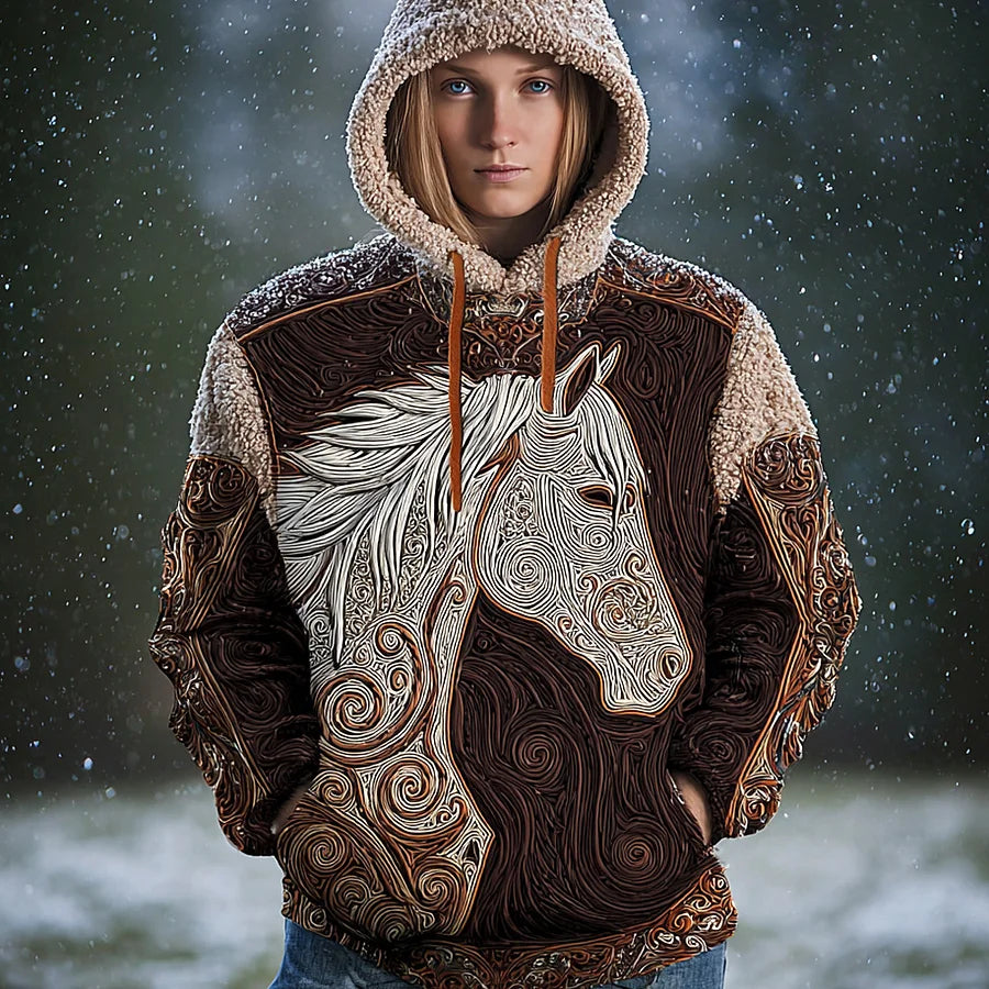 Cardydony Celtic Knot & Horse Totem Design Women's Hooded Sweatshirt