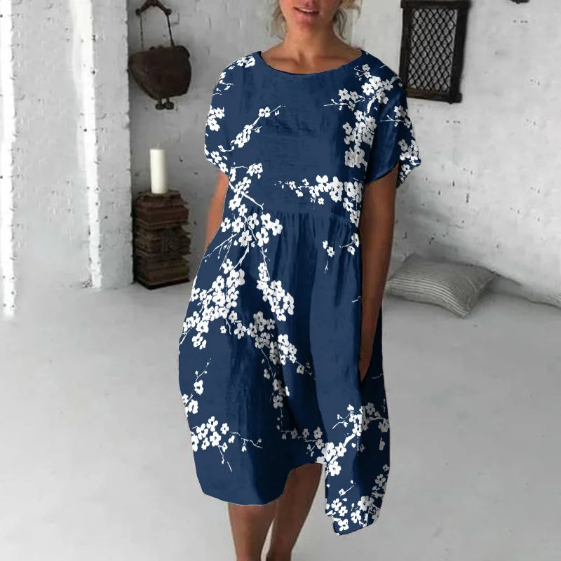 Cardydony Cherry Blossom Japanese Flowy Midi Dress – cardydonyfashion