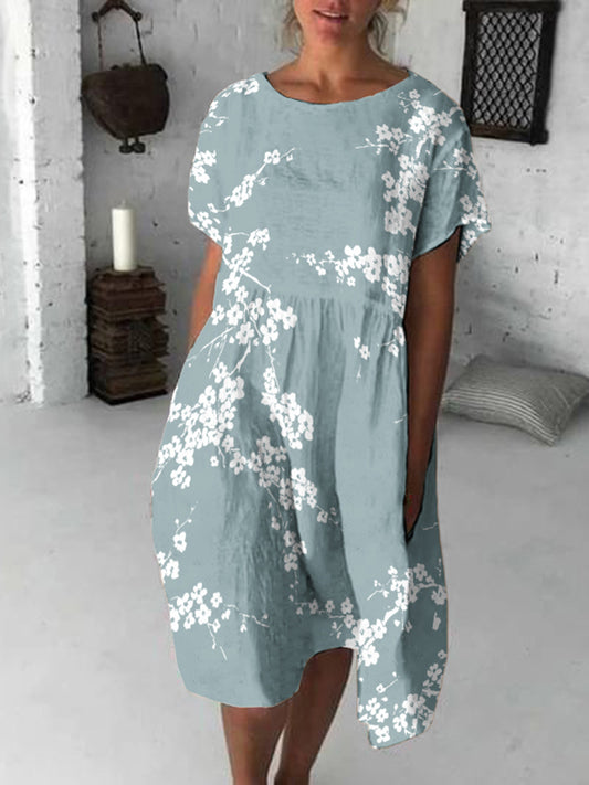 Cardydony Cherry Blossom Japanese Flowy Midi Dress