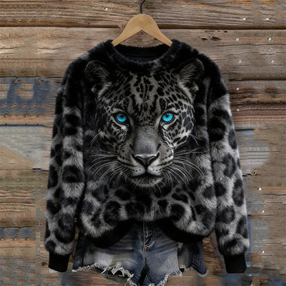 Cardydony Dark Leopard Gradient Cozy Plush Sweatshirt