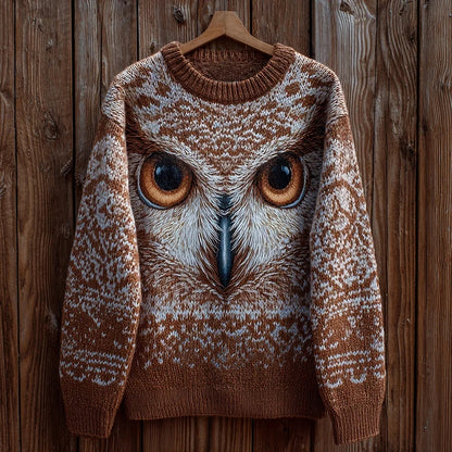 Cardydony Funny Forest Owl Pattern Comfy Knit Sweater