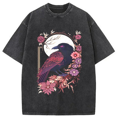 Cardydony Goth Raven Moon Washed T-shirt