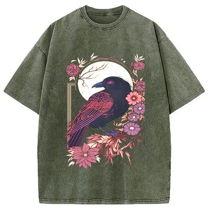 Cardydony Goth Raven Moon Washed T-shirt