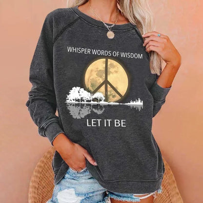 Cardydony Hippie Guitar Lake Whisper Words Of Wisdom Let It Be Print Sweatshirt