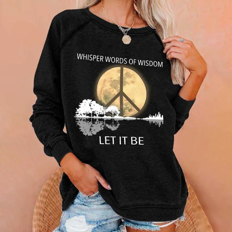 Cardydony Hippie Guitar Lake Whisper Words Of Wisdom Let It Be Print Sweatshirt