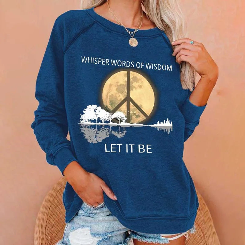 Cardydony Hippie Guitar Lake Whisper Words Of Wisdom Let It Be Print Sweatshirt