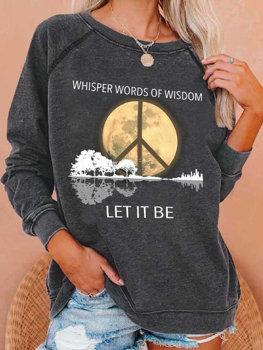 Cardydony Hippie Guitar Lake Whisper Words Of Wisdom Let It Be Print Sweatshirt
