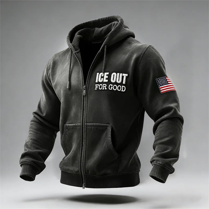 Cardydony Ice Out For Good American Flag Full Zip Hoodie