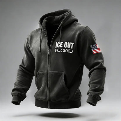 Cardydony Ice Out For Good American Flag Full Zip Hoodie