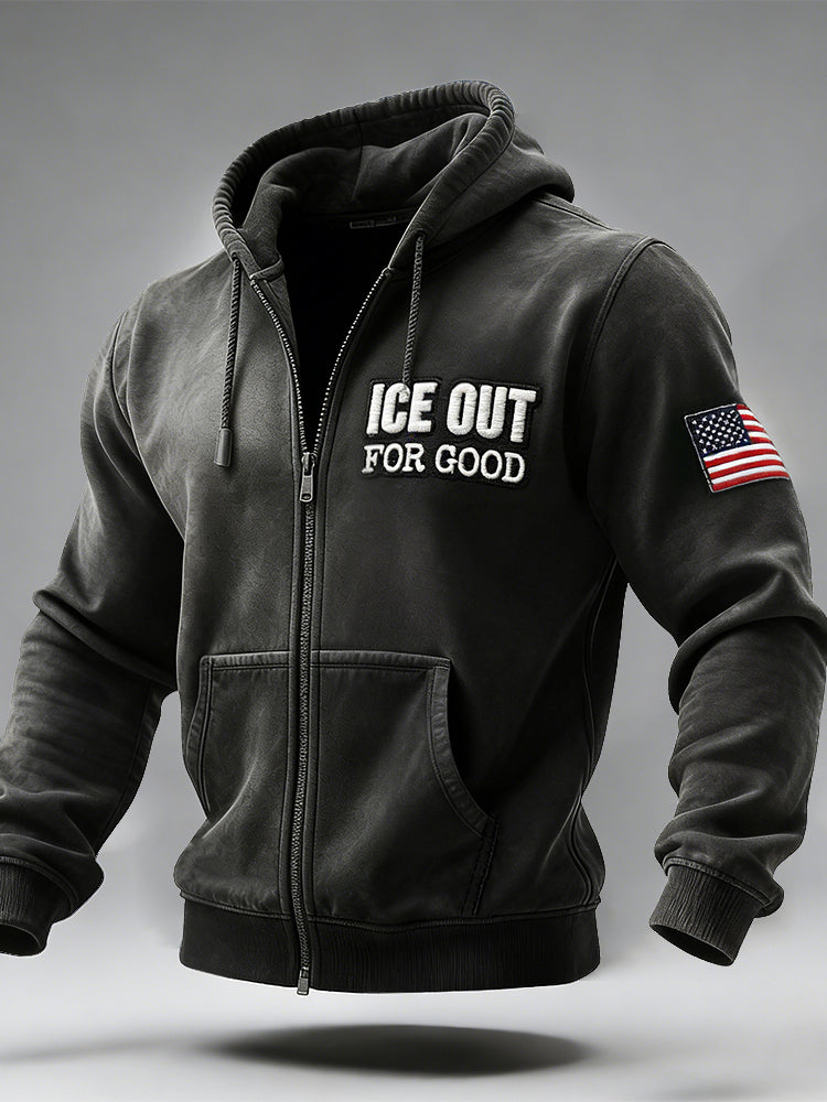 Cardydony Ice Out For Good American Flag Full Zip Hoodie