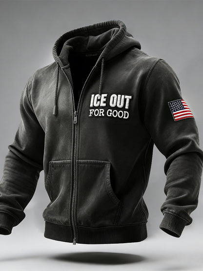 Cardydony Ice Out For Good American Flag Full Zip Hoodie