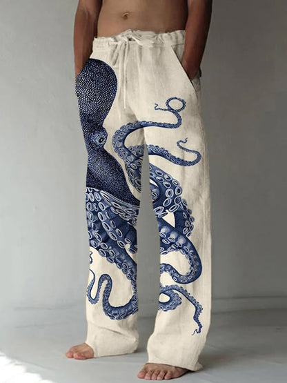 Cardydony Japanese Art Octopus Graphic Printed Casual Pants