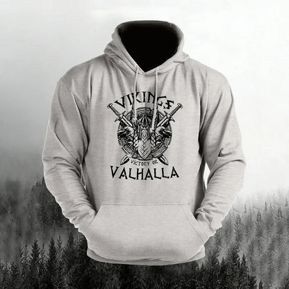 Cardydony Man's Vintage Victory Or Valhalla Casual Hoodie