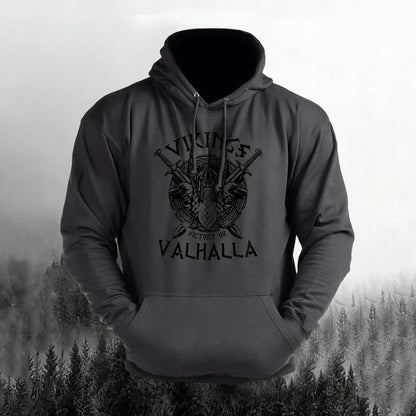 Cardydony Man's Vintage Victory Or Valhalla Casual Hoodie