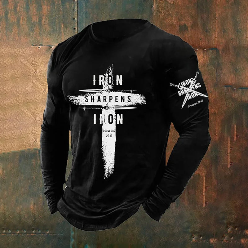 Cardydony Men's Faith Print Long Sleeve Top