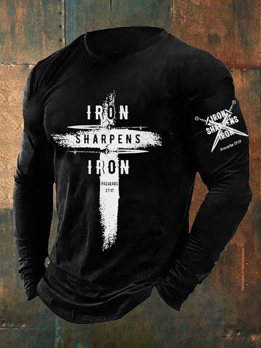 Cardydony Men's Faith Print Long Sleeve Top