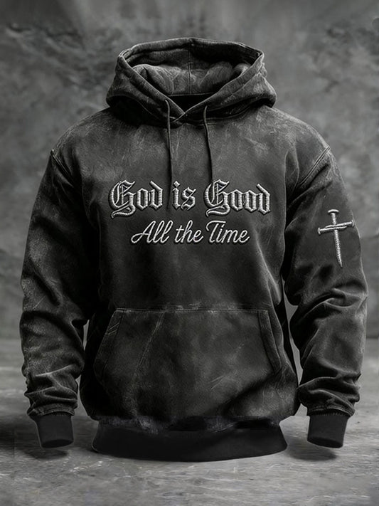 Cardydony Men's God Is Good Print Casual Hoodie