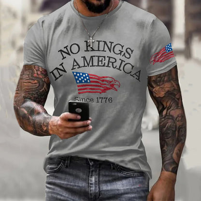 Cardydony Men's Retro No Kings In America Since 1776 Print T-shirt