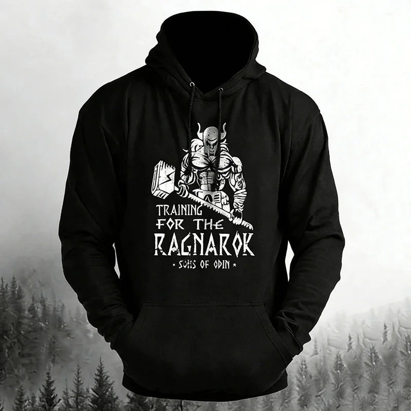 Cardydony Men's Retro Viking Print Casual Hoodie