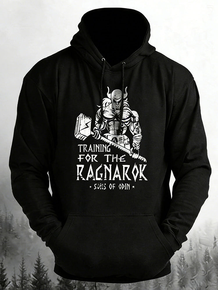 Cardydony Men's Retro Viking Print Casual Hoodie