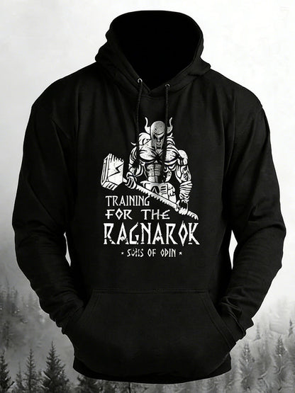 Cardydony Men's Retro Viking Print Casual Hoodie