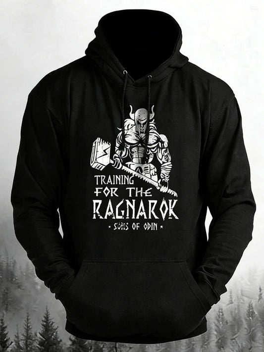 Cardydony Men's Retro Viking Print Casual Hoodie