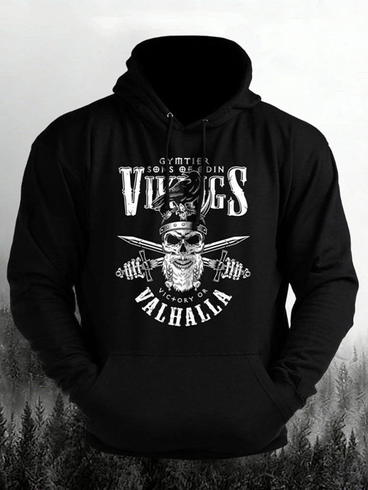 Cardydony Men's Retro Viking Print Casual Hoodie