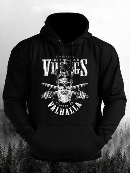 Cardydony Men's Retro Viking Print Casual Hoodie