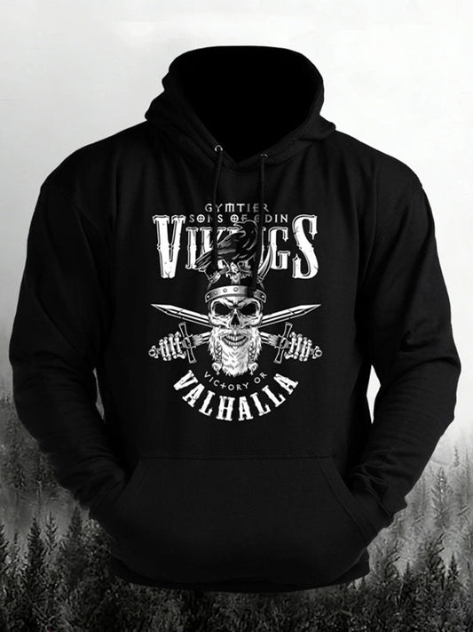 Cardydony Men's Retro Viking Print Casual Hoodie