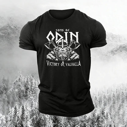 Cardydony Men's Retro Viking Print Casual T-shirt