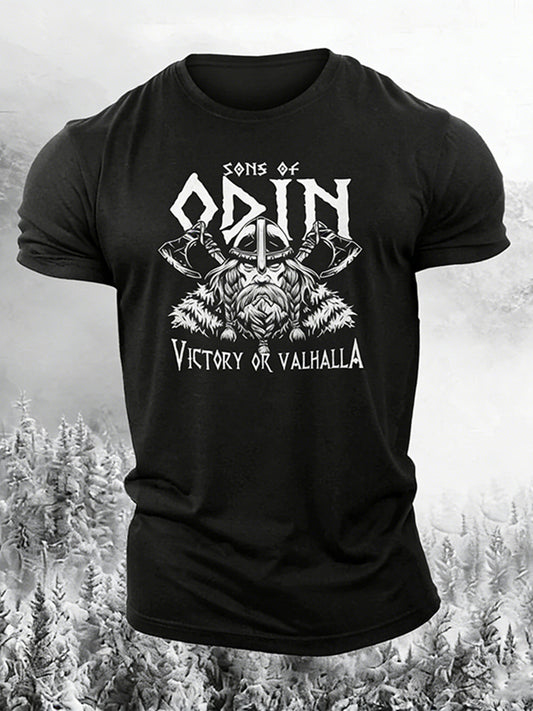 Cardydony Men's Retro Viking Print Casual T-shirt