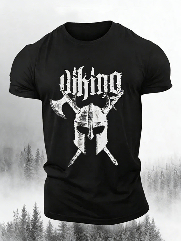 Cardydony Men's Retro Viking Print Comfortable Casual T-shirt