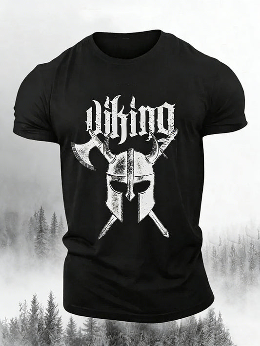 Cardydony Men's Retro Viking Print Comfortable Casual T-shirt