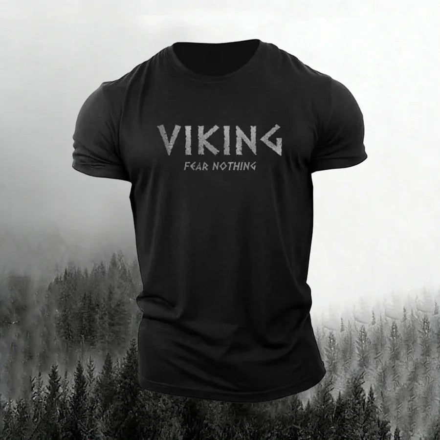 Cardydony Men's Retro Viking Print Short Sleeve T-shirt