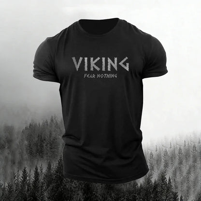 Cardydony Men's Retro Viking Print Short Sleeve T-shirt