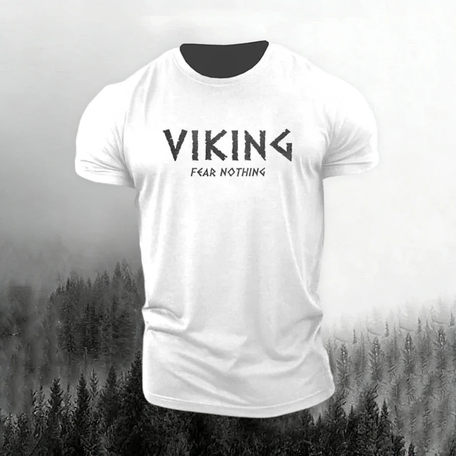 Cardydony Men's Retro Viking Print Short Sleeve T-shirt