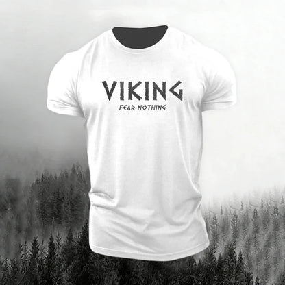 Cardydony Men's Retro Viking Print Short Sleeve T-shirt