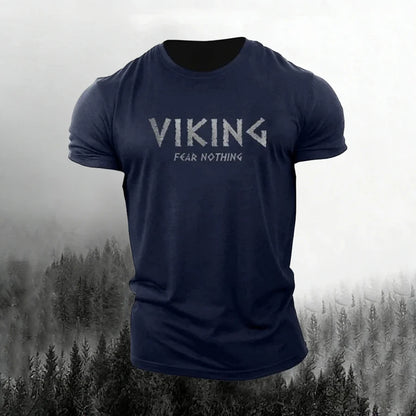 Cardydony Men's Retro Viking Print Short Sleeve T-shirt