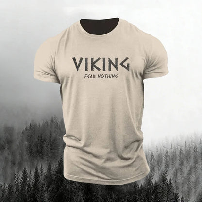 Cardydony Men's Retro Viking Print Short Sleeve T-shirt