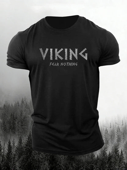 Cardydony Men's Retro Viking Print Short Sleeve T-shirt
