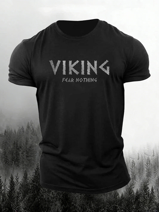 Cardydony Men's Retro Viking Print Short Sleeve T-shirt