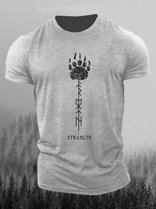 Cardydony Men's Retro Viking Rune Print Short-sleeve T-shirt