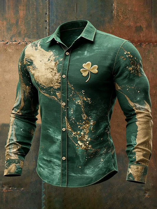 Cardydony Men's St. Patrick's Day Shamrock Art Print Shirt