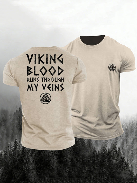 Cardydony Men's Viking Print Short Sleeve Casual T-shirt