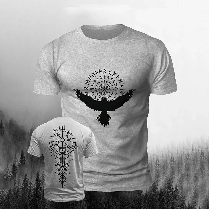 Cardydony Men's Viking Raven Print Short Sleeve T-shirt