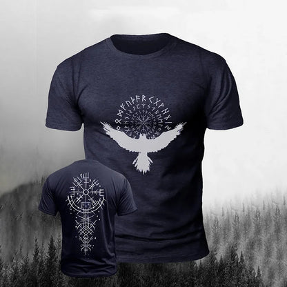 Cardydony Men's Viking Raven Print Short Sleeve T-shirt