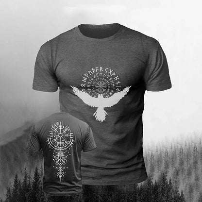 Cardydony Men's Viking Raven Print Short Sleeve T-shirt