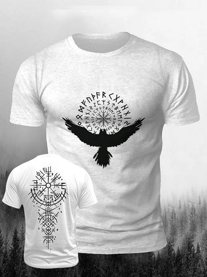 Cardydony Men's Viking Raven Print Short Sleeve T-shirt